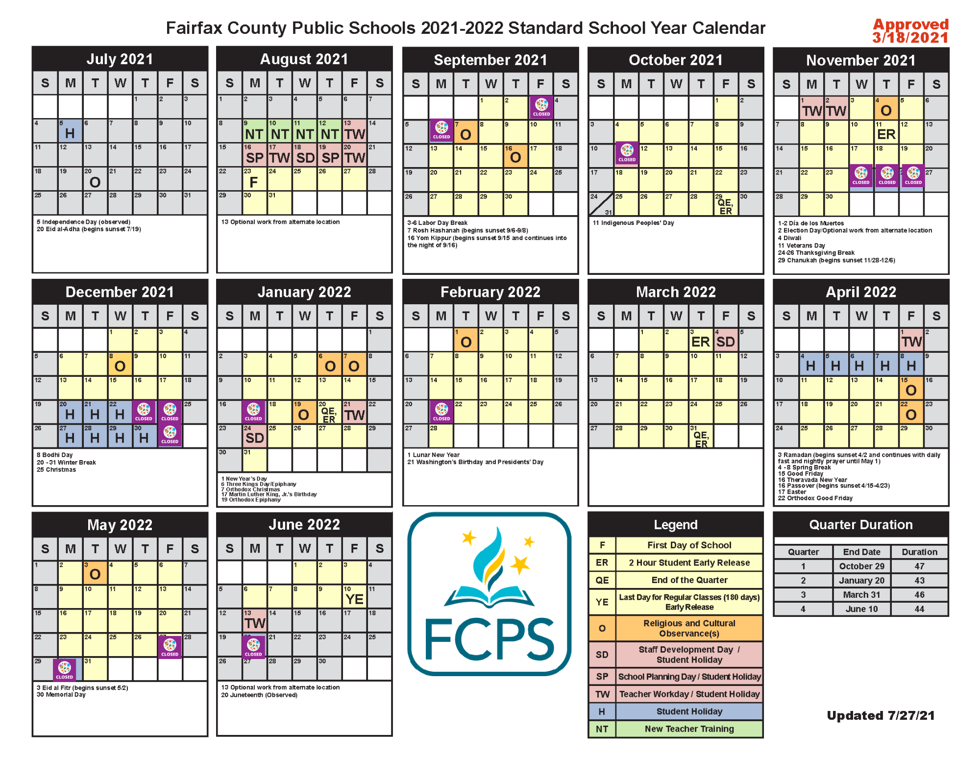 Fcps Calendar 2022 19 Newsletter: August 10 — Care Quality Community